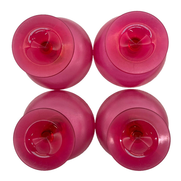 Set of 4 Vintage Brookpark Cranberry Champagne Sorbet Plastic Glass Beverageware - Picture 4 of 7